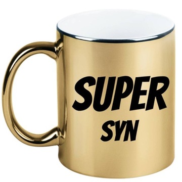 Kubek złoty prezent dla syna, super syn + imię