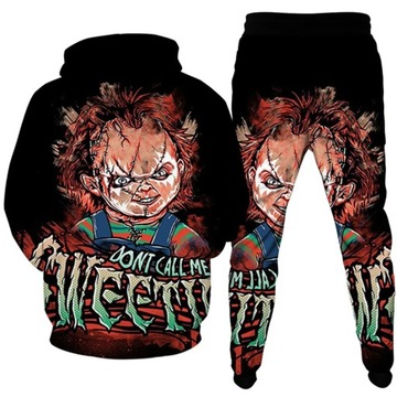 Bluza Komplet Męski Horror Chucky nadruk Anime dres męski ubrania Plus rozm