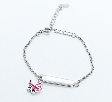 SREBRNA 925 BRANSOLETKA Z WÓZECZKIEM