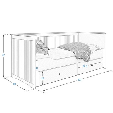 Молодежная складная кровать с ящиками и матрасами 80x200 шляпы белые
