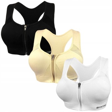 3x TOP BIUSTONOSZ SPORTOWY BOKSERKA zamek L/XL