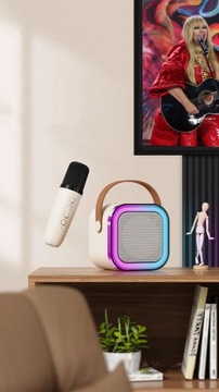 GŁOŚNIK BLUETOOTH PRZENOŚNY KARAOKE RGB 2 MIKROFONY USB SD MINI JACK