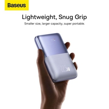 Baseus Bipow Pro Powerbank 20000 мАч, 22,5 Вт, фиолетовый, 2xUSB, 1xC + кабель USB-C