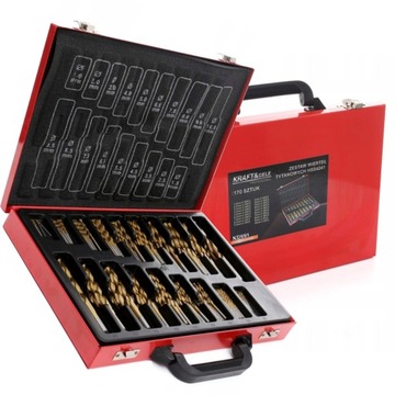 НАБОР СВЕРЛ HSS ТИТАНОВЫЙ ПО МЕТАЛЛУ, 170 ШТ. В КОРОБКЕ