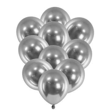 Balony chromowane urodziny KOMUNIA wesele ciemny srebrny glossy 12cm 50szt