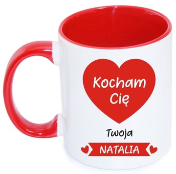 KOLOROWY KUBEK Z TWOIM IMIENIEM PREZENT WALENTYNKI