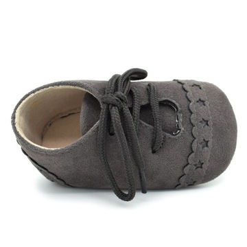 Buty buciki niechodki niemowlęce wiosenne SZARE CHRZEST 0-6m 10,5cm 16 17