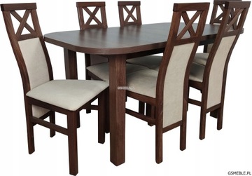 stół owalny 150x80+40 i 6 krzeseł HAMPTON salon