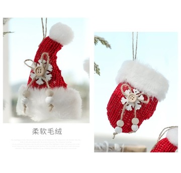 2 x Pończochy Świąteczne, Pluszowe Rękawiczki, Wisiorek Z Ozdobą Choinkową