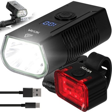 LAMPKA ROWEROWA PRZEDNIA AKUMULATOROWA 5xLED + OŚWIETLENIE TYLNE USBC VAYOX