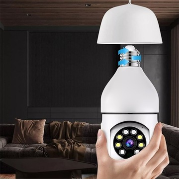 KAMERA WIFI WEWNĘTRZNA OBROTOWA ŻARÓWKA GWINT E27 IP 3MP TUYA MONITORING