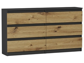 KOMODA 140 CM SZAFKA 6 SZUFLAD PRODUCENT PL R140 ANTRACYT MIX ARTISAN