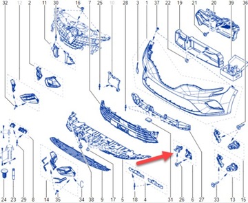 КОМПЛЕКТ КРОНШТЕЙНОВ БАМПЕРА ДЛЯ ФАР CLIO V
