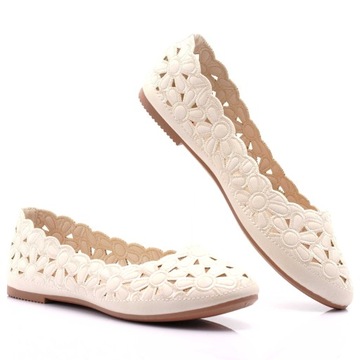 БАЛЕТКИ АЖУРНЫЕ, ЦВЕТЫ, БЕЖЕВЫЕ, С БЛЕСКОМ 39