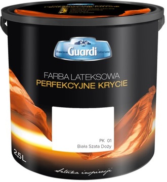 GUARDI Farba Lateksowa do Wnętrz Ścian Sufitu Mat Biała Szata Doży PK01 10L