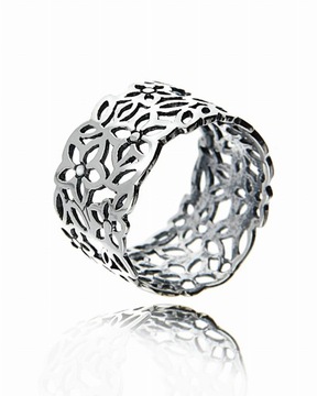 Ażurowa bransoletka srebro 925 kwiatowy wzór