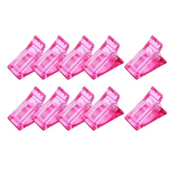 10x Klipsy do końcówek do paznokci Poly Gel Szybko budujące plastikowe przedłużenie palca Różowe