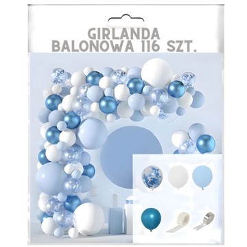 Girlanda balonowa balony urodzinowe zestaw balonów niebieskie chrzest ślub
