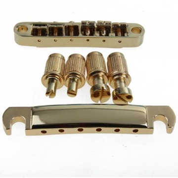 ABR Style Saddle Bridge Stop Tailpiece Kit for Electric Guitar Parts Gold