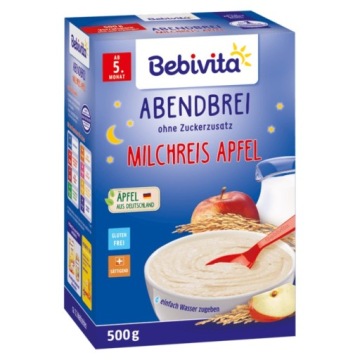 BEBIVITA рис на молочку з яблуком кашка 500 г 5 м