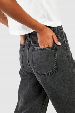 Boohoo NG2 rdn czarne szerokie spodnie jeansowe wysoki stan XXL