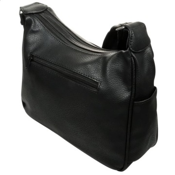 ЖЕНСКАЯ СУМКА ВМЕСТИТЕЛЬНАЯ СУМКА НА ПЛЕЧЕ С КАРМАНАМИ ЧЕРНАЯ КОЖА ВЕЛЛУГГИО