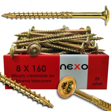 СТОЛЯНЫЕ ВИНТЫ 8X160 ДЛЯ ДЕРЕВЯННЫХ СТРОП ШАЙБКИ TORX 25x