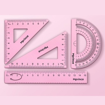 Geometria Linijka matematyczna Zestaw metalowych linijek Jasnoróżowy