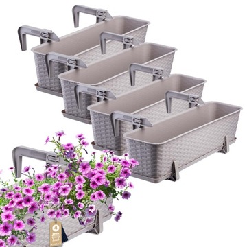 4x SKRZYNKA BALKONOWA 60cm UCHWYTY KARMELOWA