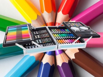 Набор рисования для детей в чемодане, 145 художественных деталей.