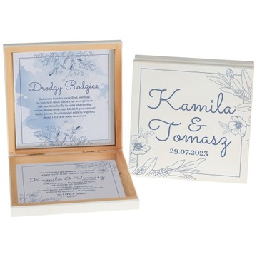 PUDEŁKO DREWNIANE ZAPROSZENIE PROŚBA DLA RODZICÓW NA ŚLUB WESELE MINIMAL Z2