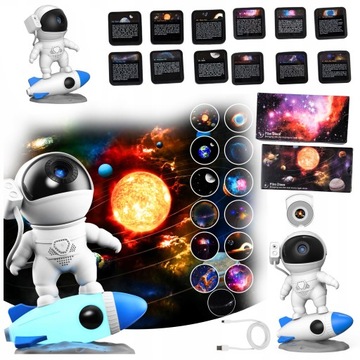 Projektor Gwiazd Lampka Nocna LED USB Planetarium 13x Dysk Planety 4K HD CE