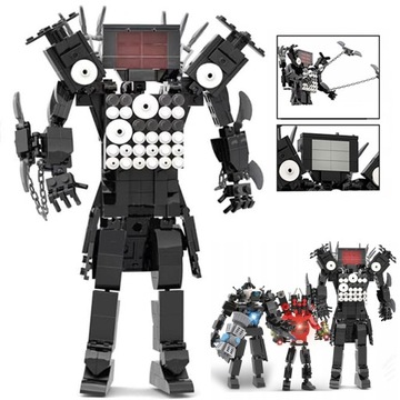KLOCKI 539 EL SKIBIDI TOILET TITAN TV MAN FIGURKA ZABAWKA 25 CM CZARNY