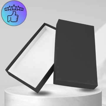 Большая, элегантная, черная прямоугольная подарочная коробка для кошелька.