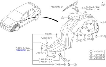 PODBĚH LEVÝ PŘEDNÍ SUBARU IMPREZA ORIGINÁLNÍ 2017-