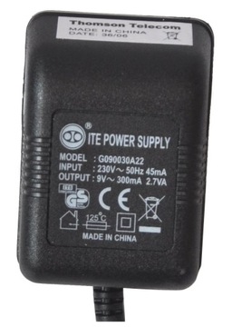 Zasilacz Ładowarka AC/AC 9V ~ 0.3A 2.7VA 300mA 5.5/2.1 Prąd zmienny AC