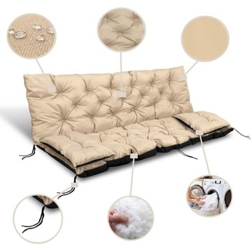 Набор садовых подушек 150x60x50 см для скамейки-качели, водостойкий, бежевый