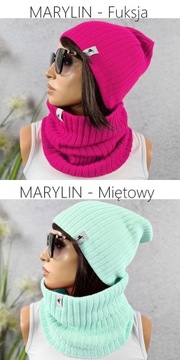 Теплый женский КОМПЛЕКТ ШАПКА + ЮБКА В МОДНЫХ ЛАКОВЫХ ПОЛОСКАХ - 20 ЦВЕТОВ