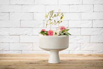 Топперы для торта Топпер для жениха и невесты Золотой 22,5см