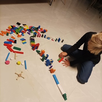 ДЕРЕВЯННЫЕ БЛОКИ-ПАЗЗЛ ЦВЕТНЫЕ ДОМИНО, БОЛЬШАЯ ИГРА ДЛЯ ДЕТЕЙ, НАБОР СУМКИ