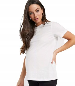 DESIGN MATERNITY GŁADKI BIAŁY T-SHIRT BAWEŁNA M