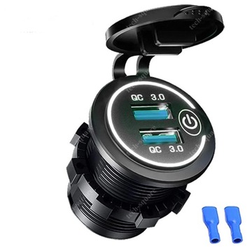 Gniazdo montażowe USB Quick Charge x2 36W 12-24V