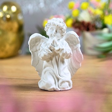 МОЛИТСЯ АНГЕЛ гипсовая статуэтка ПРИЧАСТЬЕ украшение ПОДАРОК ​​белый