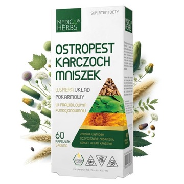 Ostropest Karczoch Mniszek Kozieradka Kurkumina MEDICA HERBS wątroba