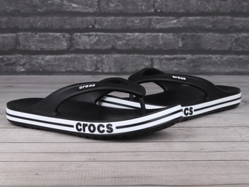 Klapki, japonki, męskie, Crocs BAYABAND FLIP BLACK WHITE