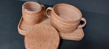 Пробковый столовый сервиз сахарница кувшин для молока поднос