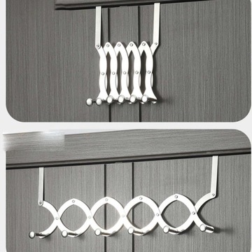 крючки над дверью, телескопическая складная вешалка из нержавеющей стали, 6 больших крючков