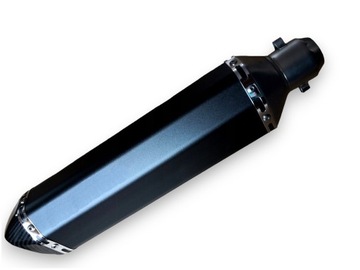 Końcówka Wydech Tłumik Emblemat Stal Nierdzewna Tuning Czarny Długi 470mm
