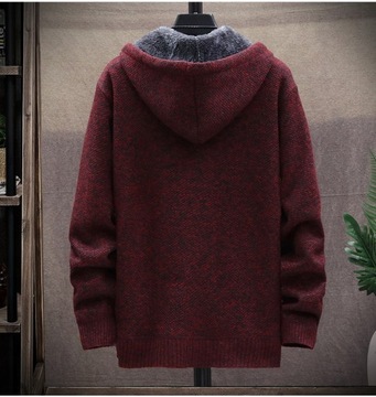 SWETER MĘSKI ROZPINANY Ciepły Sweter Z kapturem