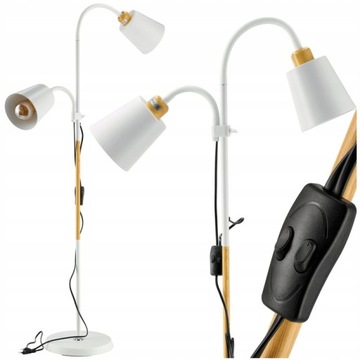 Lampa stojąca podłogowa loft na led podwójna 2x E27 regulowana biała
